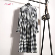 Load image into Gallery viewer, Winter Corduroy Floral Print Women Elastic Waist Autumn Winter Dress Stand Collar Beach Dress Vestidos Party Female High Quality